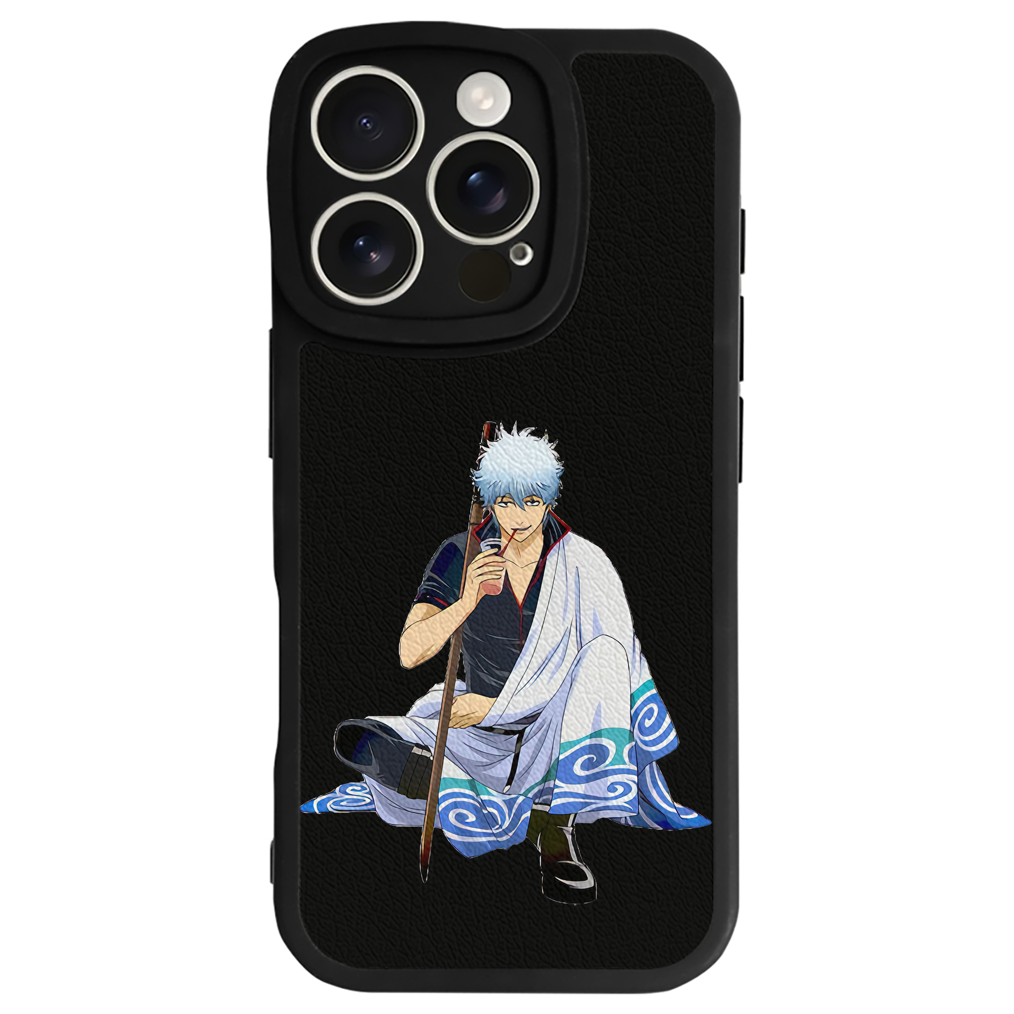 （画像用） ぎんたま 坂田銀時（さかたぎんとき） 神楽 志村新八（しむら しんぱち） GINTAMA Sakata Gintoki Kagura Shimura Shinpachi 【iPhone 16シリーズ対応】シリコンスマホケース（レザー調） 材質：シリコン